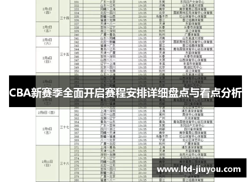 CBA新赛季全面开启赛程安排详细盘点与看点分析